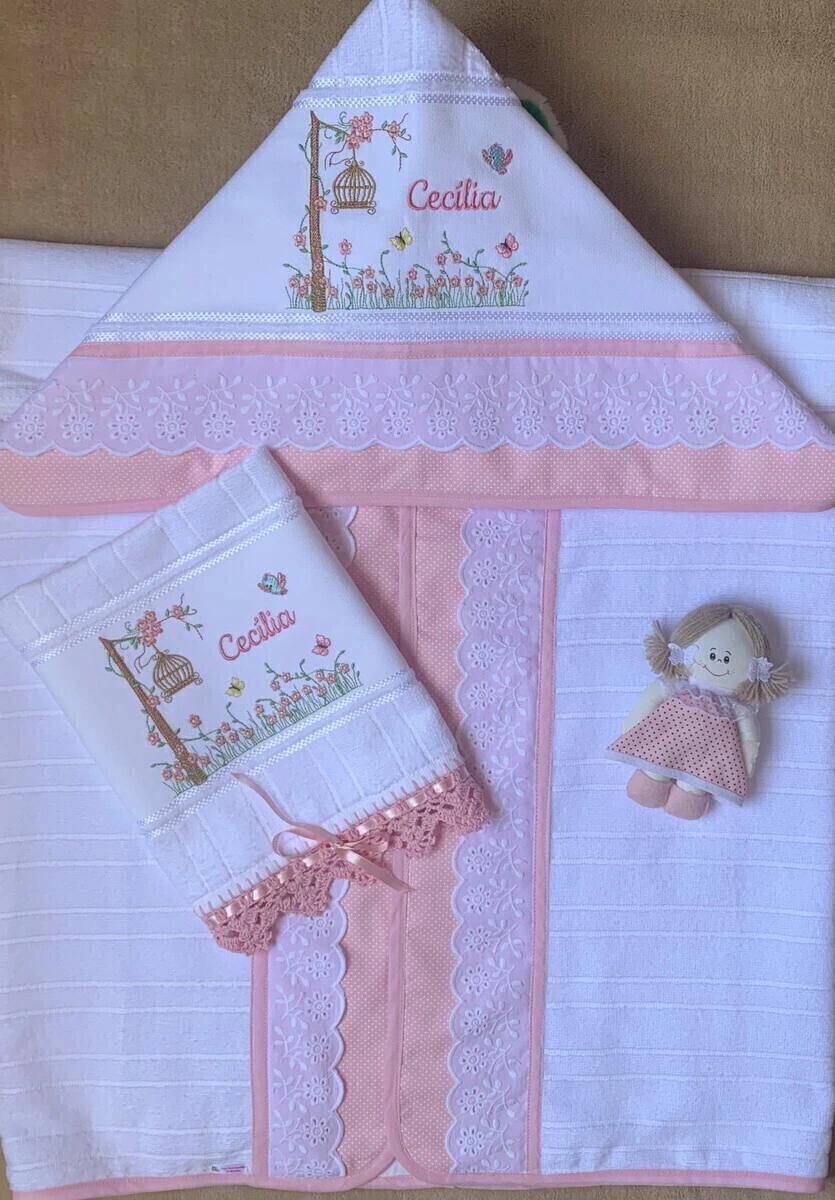 Kit Toalhas de Banho e de Mão Jardim Encantado