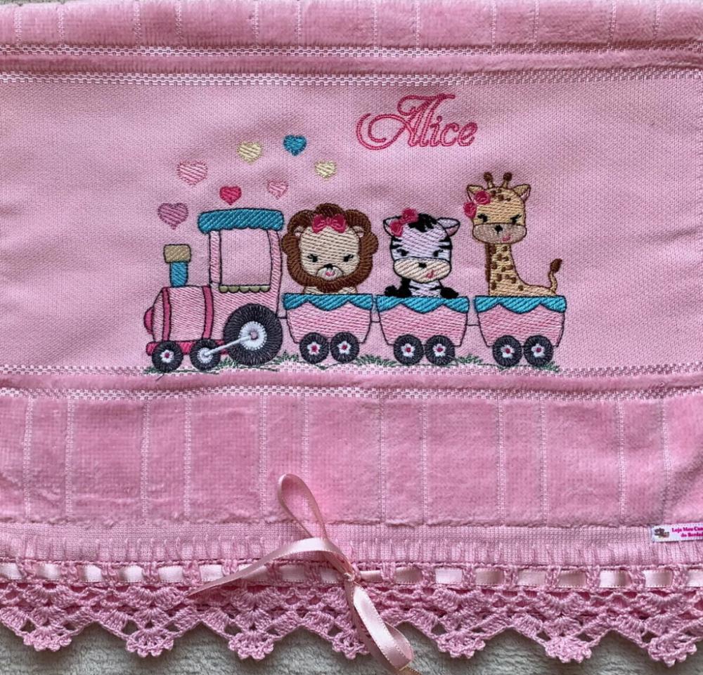 Toalhinha Bordada Safari no Trem Menina