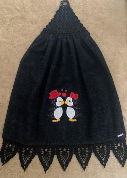 Bate Mão Bordado Pinguins