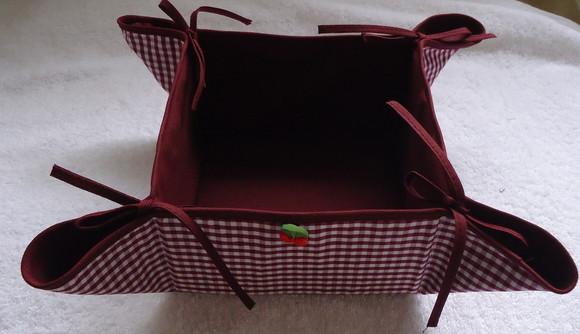 Cesta para Pão de Queijo ou Biscoitos Xadrez Vinho e Branco