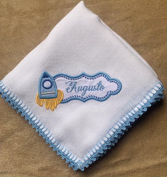 Enxoval Bebê Bordado Personalizado Espaço Azul Claro