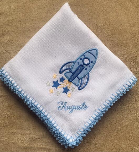 Enxoval Bebê Bordado Personalizado Espaço Azul Claro
