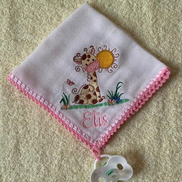Fralda de Boca com Porta Chupeta Girafinha