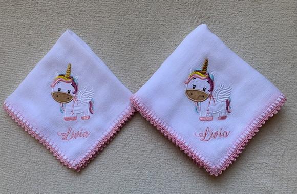 Fraldas Bordadas Personalizadas Unicórnio