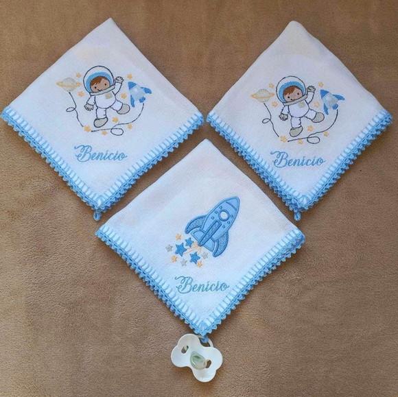 Kit 3 Fraldas de Boca com Porta Chupeta