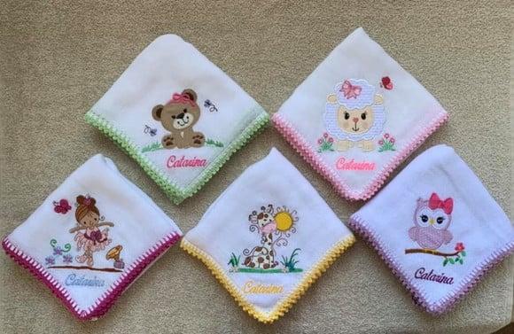 Kit 5 Fraldas de Passeio Bordadas Personalizadas
