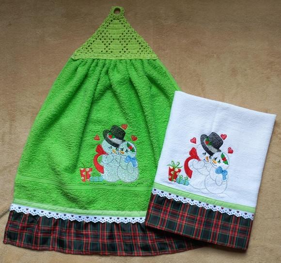 Kit Bate Mão e Pano de Prato Natal Verde
