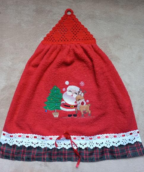 Kit Bate Mão e Pano de Prato Natal Vermelho