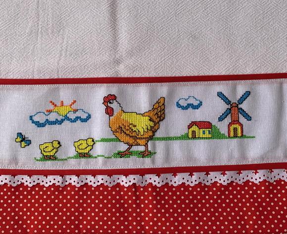 Kit de Bate Mão e Pano de Prato Vermelho