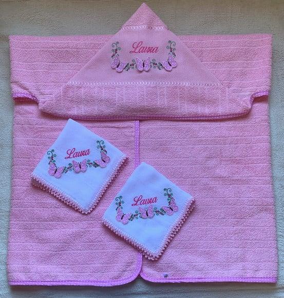 Kit Enxoval Bebê Personalizado Bordado Borboletas