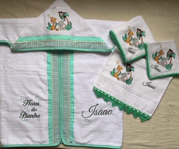 Kit Enxoval Bebê Personalizado Bordado Safari