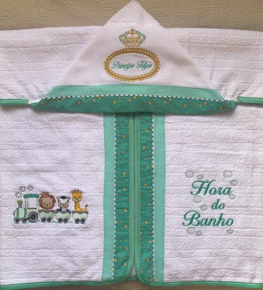 Kit Enxoval Bebê Personalizado Toalha e Fralda de Boca