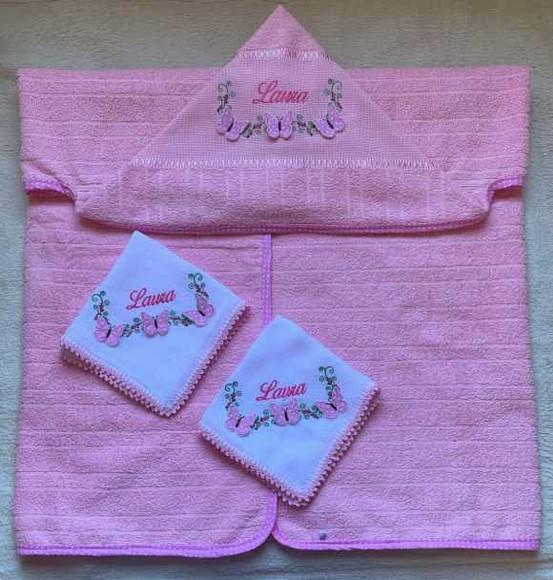Kit Enxoval Bebê Personalizado Toalha e Fraldas