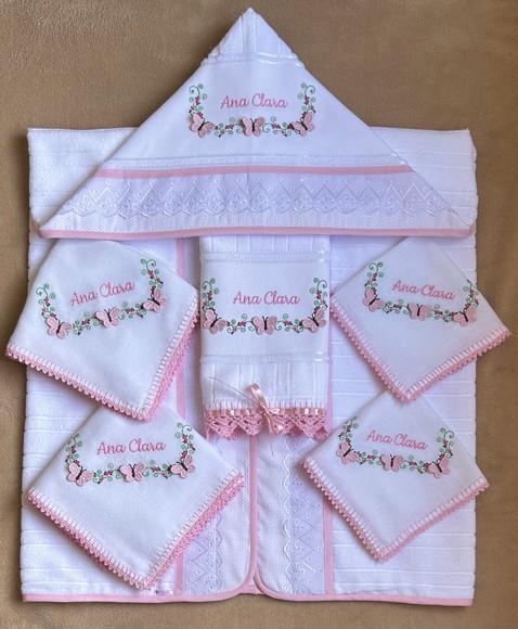Kit Enxoval para Bebê Toalhas e Fraldas Borboletas