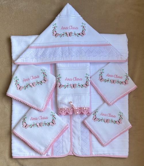 Kit Enxoval para Bebê Toalhas e Fraldas Borboletas