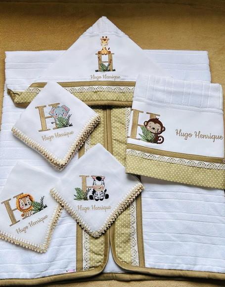 Kit Enxoval para Bebê Toalhas e Fraldas Safari