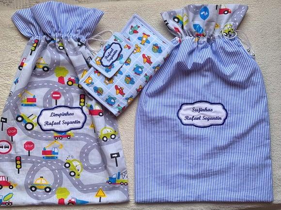 Kit Escolar Sacos para Roupa e Limpa, Kit de Higiene Bucal
