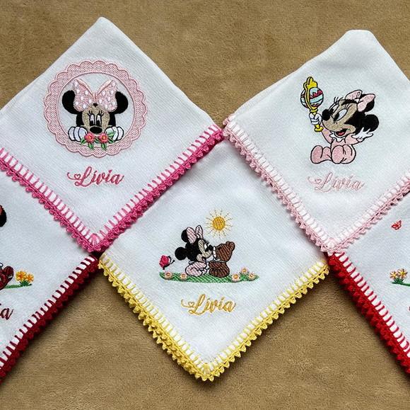 Kit Fraldas de Boca Bordadas Minnie