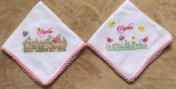 Kit Fraldas de Passeio Bordadas Acabamento Crochê Jardim