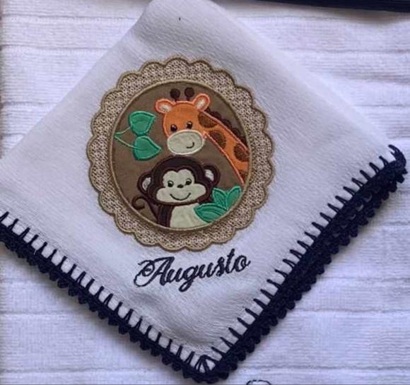 Kit para Bebê Personalizado Bordado Toalha e Fralda de Boca