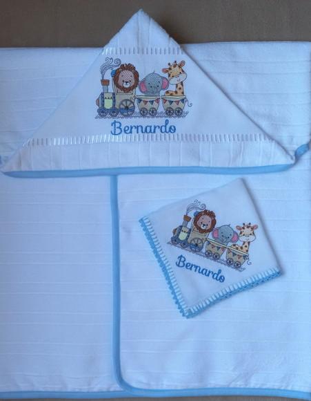 Kit para Bebê Toalha e Fralda de Boca Safari no Trem