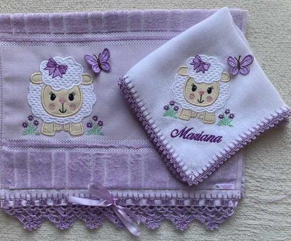 Kit para Bebê Toalhinha e Fralda de Boca Ovelhinha