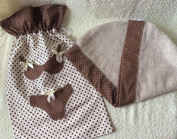 Kit para Viagem Porta Lingerie e Toalha para Cabelo