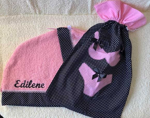 Kit para Viagem Porta Lingerie e Toalha para Cabelo