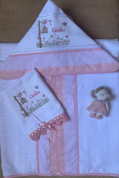Kit Toalhas de Banho e de Mão Jardim Encantado