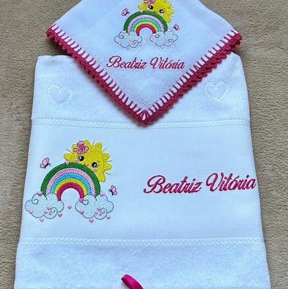 Kit Toalhinha e Fralda de Boca Chuva de Amor