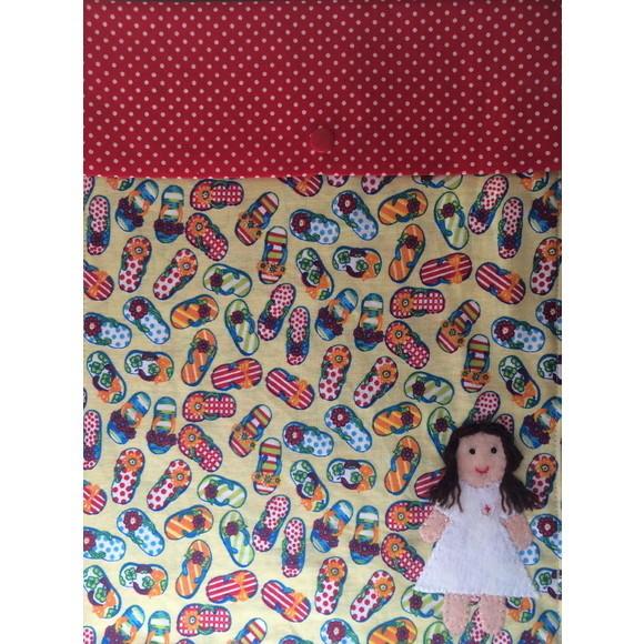 Porta Jaleco Dupla Face Amarelo com Chinelinhos