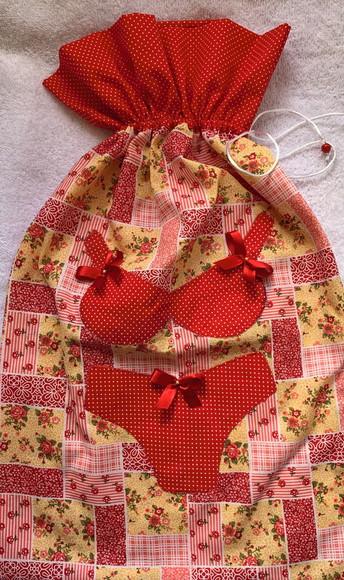 Porta lingerie grande floral para viagem