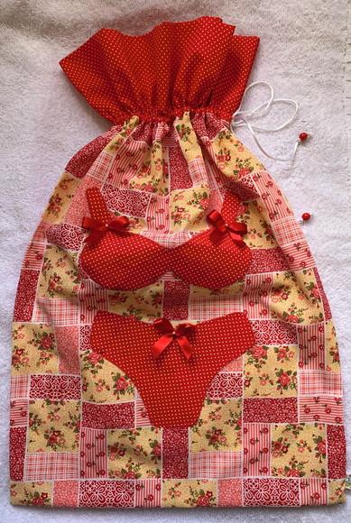 Porta lingerie grande floral para viagem
