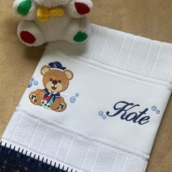 Toalha Bordada Urso Marinheiro