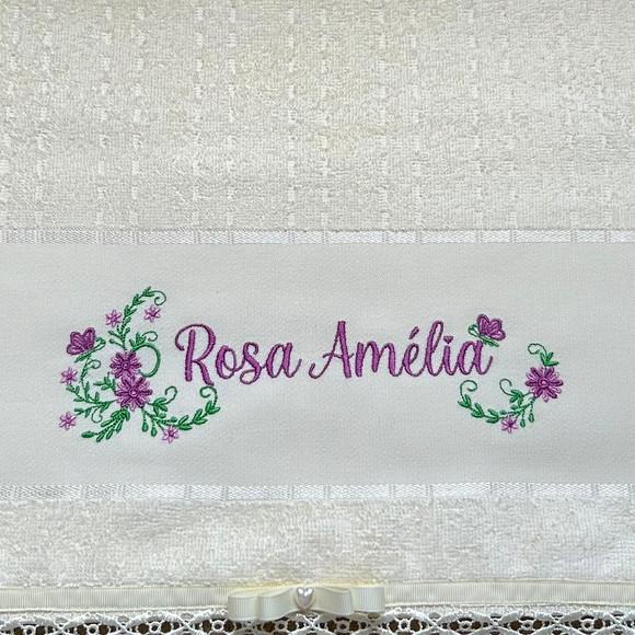 Toalha de Banho Bordada Feminina Floral