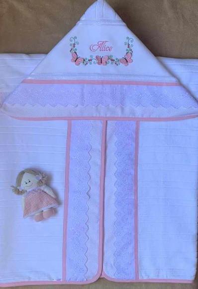 Toalha de Banho Infantil com Capuz Borboletas