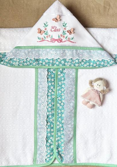 Toalha de Banho Infantil com Capuz Floral