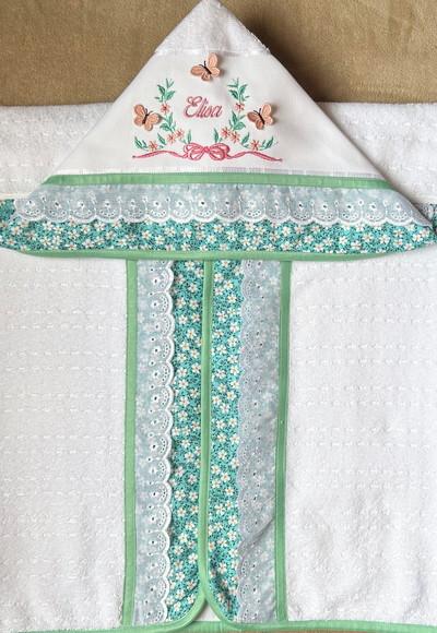 Toalha de Banho Infantil com Capuz Floral