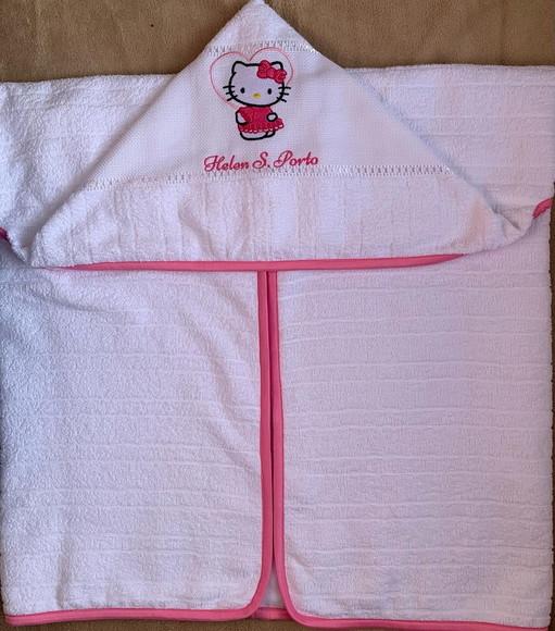 Toalha de Banho Infantil com Capuz Hello Kitty