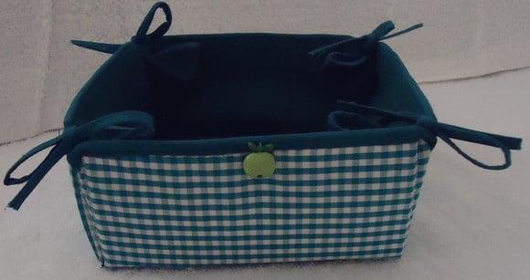 Cesta para Pão de Queijo ou Biscoitos Xadrez Verde