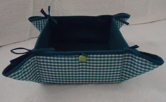 Cesta para Pão de Queijo ou Biscoitos Xadrez Verde