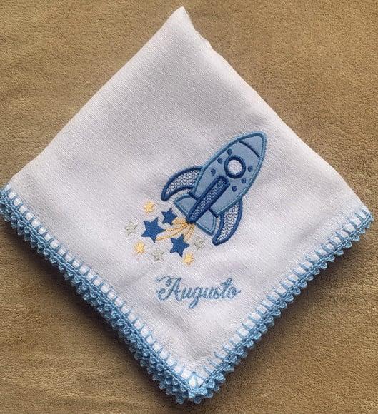 Enxoval Bebê Bordado Personalizado Espaço Azul Claro