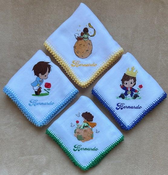 Kit 4 Fraldas de Passeio Bordadas Pequeno Príncipe