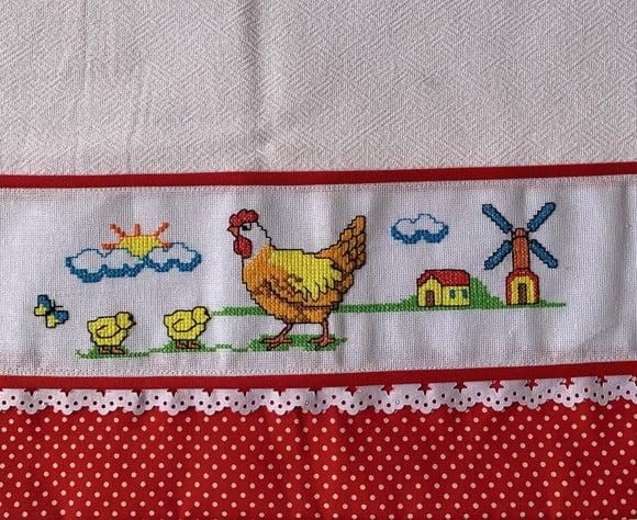 Kit de Bate Mão e Pano de Prato Vermelho
