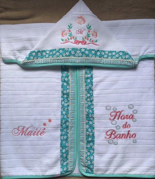 Kit Enxoval Bebê Personalizado Bordado Floral Verde