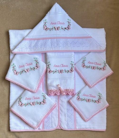 Kit Enxoval para Bebê Toalhas e Fraldas Borboletas