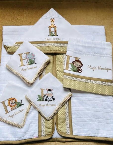 Kit Enxoval para Bebê Toalhas e Fraldas Safari