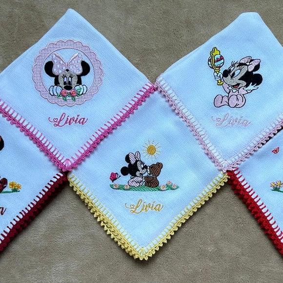 Kit Fraldas de Boca Bordadas Minnie