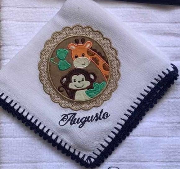 Kit para Bebê Personalizado Bordado Toalha e Fralda de Boca