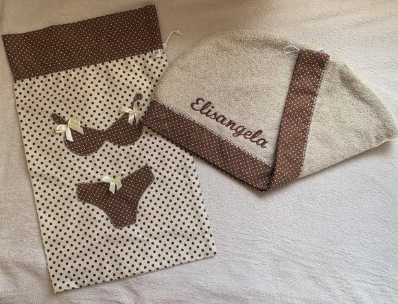 Kit para Viagem Porta Lingerie e Toalha para Cabelo